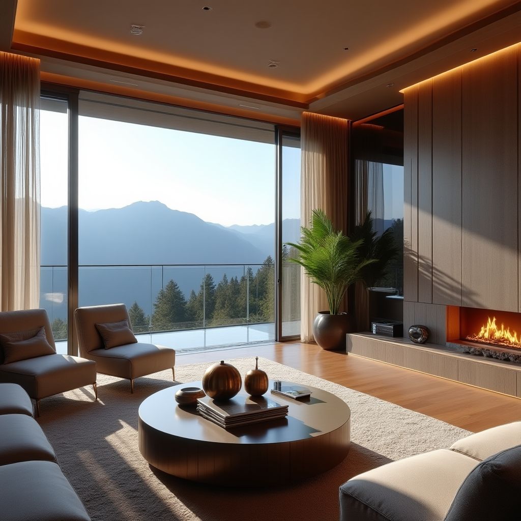 Salon luxueux avec vue panoramique