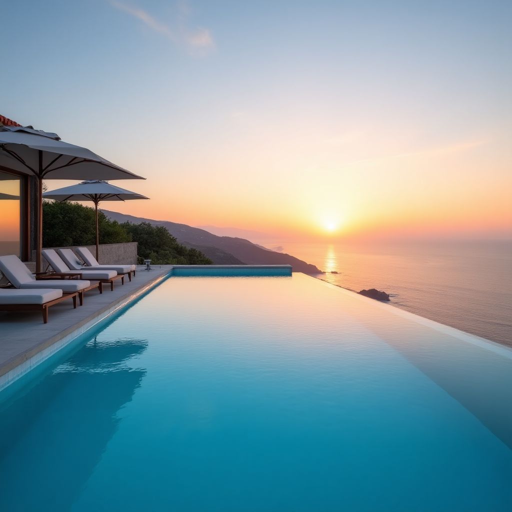 Piscine à débordement avec vue sur la mer